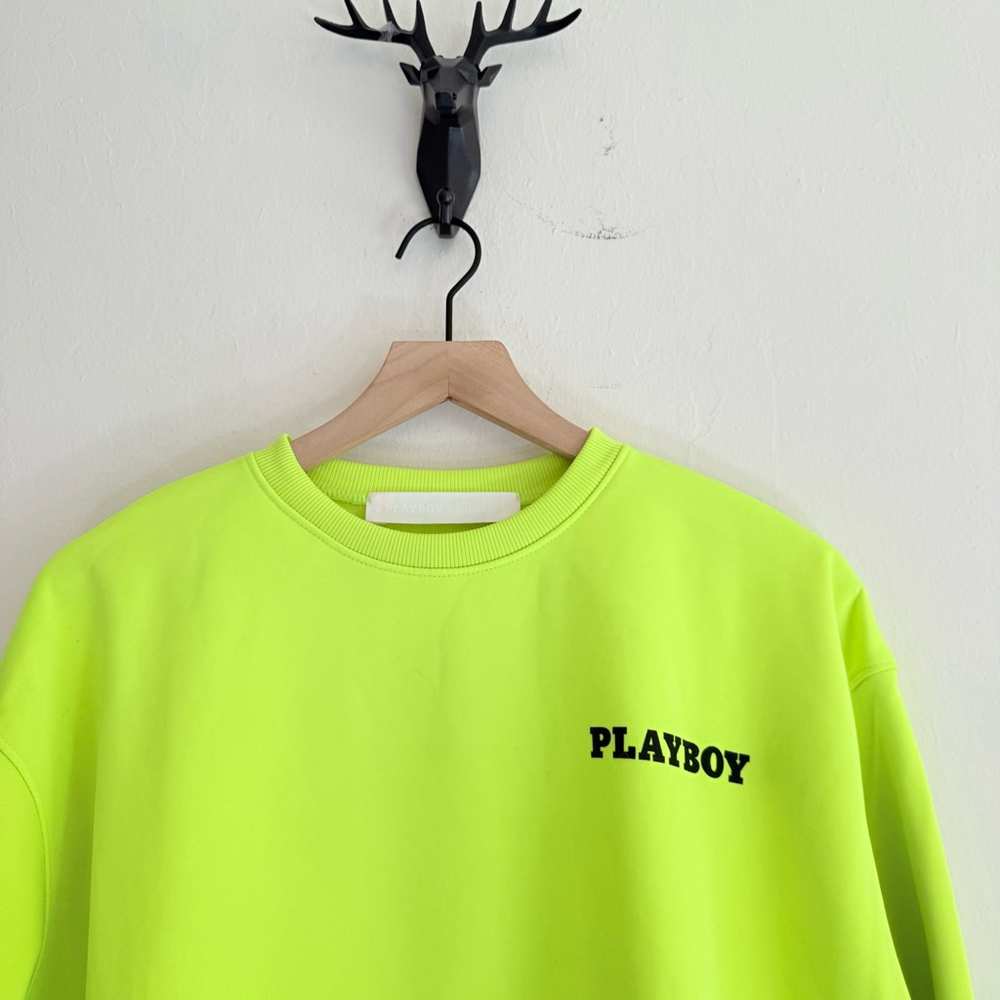 Playboy x Missguided Women's Neon Yellow Oversized Baggy Sweatshirt Size Small - Picture 5 of 7